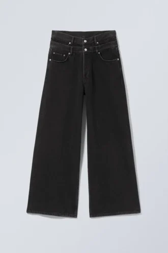 Vaqueros holgados de cintura alta y pierna ancha – Tuned Black – Negro
