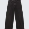 Vaqueros holgados de cintura media con bolsillos de imitación de cuero Astro – Lavado negro – Negro Vaqueros holgados de cintura media con bolsillos de imitación de cuero Astro – Lavado negro – Negro
