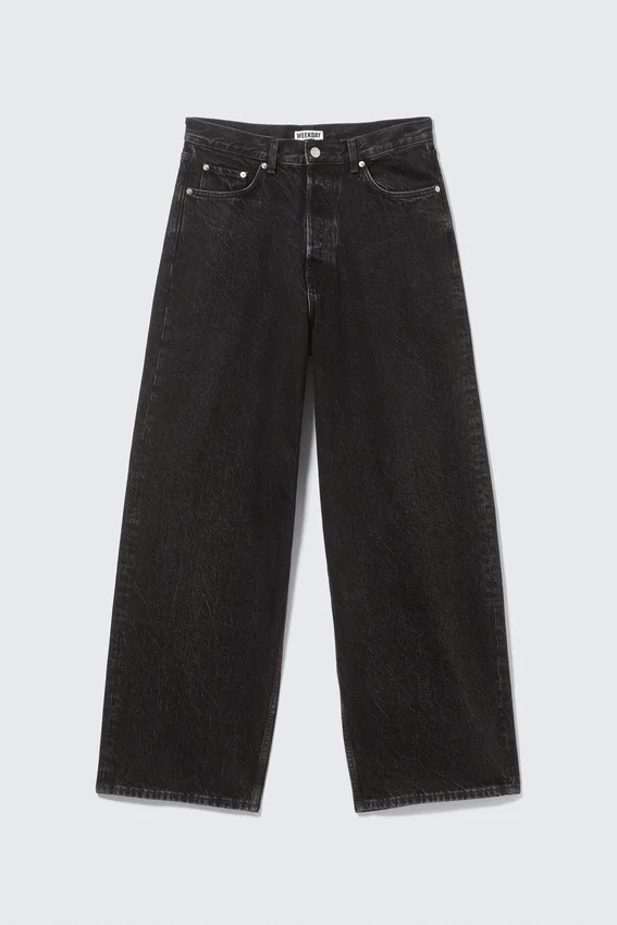 Vaqueros holgados de cintura media con bolsillos de imitación de cuero Astro – Lavado negro – Negro Vaqueros holgados de cintura media con bolsillos de imitación de cuero Astro – Lavado negro – Negro