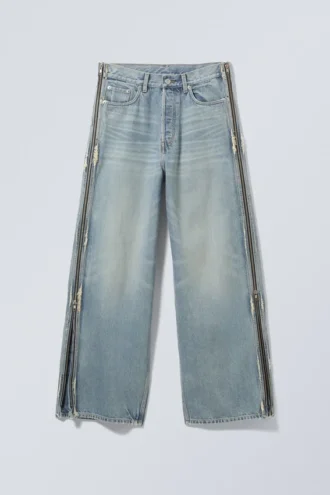Vaqueros holgados de pierna ancha con cremallera – Seventeen Blue – Azul medio