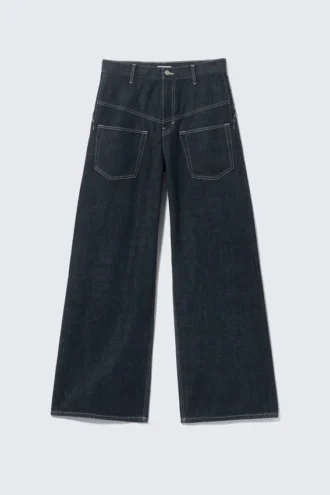 Vaqueros holgados de pierna ancha Solar Deconstructed – Blue Rinse – Azul oscuro Vaqueros holgados de pierna ancha Solar Deconstructed – Blue Rinse – Azul oscuro