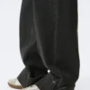 Vaqueros holgados de talle bajo con bajo ancho – Elegie Black – Negro