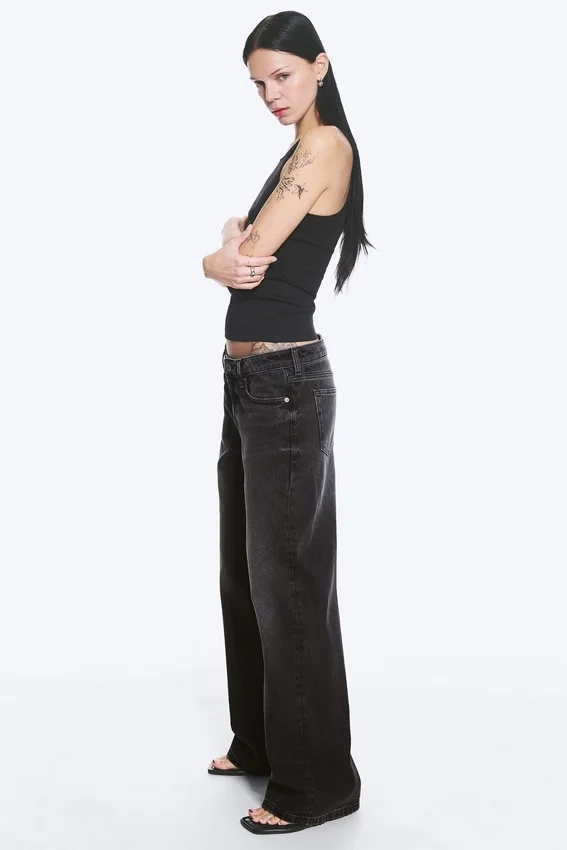 Vaqueros holgados de talle bajo Imoo – Negro lavado Vaqueros holgados de talle bajo Imoo – Negro lavado
