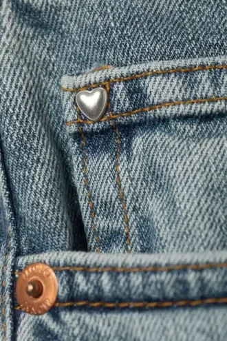 Vaqueros holgados de talle bajo Peggy – Azul caos – Azul claro