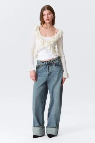 Vaqueros holgados de talle bajo Peggy – Azul – Remangados