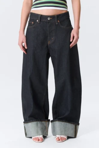 Vaqueros holgados de talle bajo Peggy – Blue Rinse – Azul oscuro
