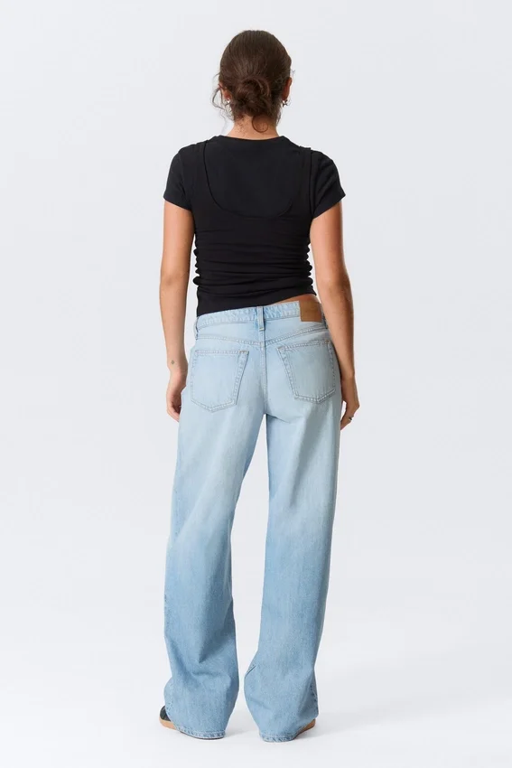 Vaqueros holgados de talle bajo y corte ancho – Azul Kimberley – Azul claro Vaqueros holgados de talle bajo y corte ancho – Azul Kimberley – Azul claro