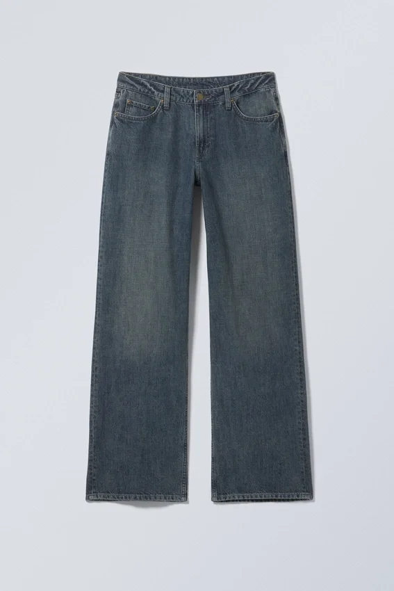 Vaqueros holgados de talle bajo y corte ancho – Azul lago – Azul oscuro Vaqueros holgados de talle bajo y corte ancho – Azul lago – Azul oscuro