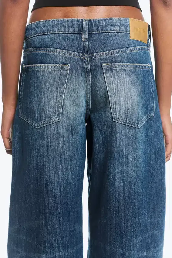 Vaqueros holgados de talle bajo y corte ancho – Azul mina – Azul medio Vaqueros holgados de talle bajo y corte ancho – Azul mina – Azul medio