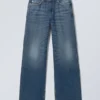 Vaqueros holgados de talle bajo y corte ancho – Azul mina – Azul medio Vaqueros holgados de talle bajo y corte ancho – Azul mina – Azul medio