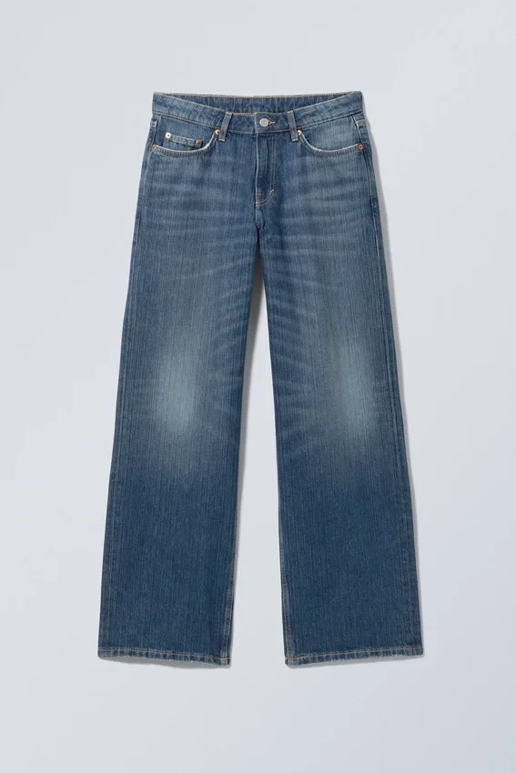 Vaqueros holgados de talle bajo y corte ancho – Azul mina – Azul medio Vaqueros holgados de talle bajo y corte ancho – Azul mina – Azul medio