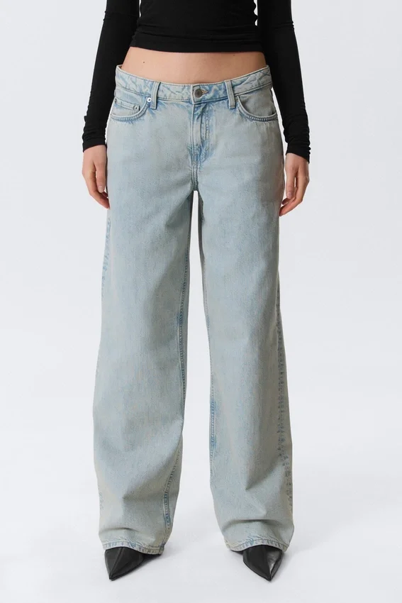 Vaqueros holgados de talle bajo y corte ancho – Azul nieve – Azul claro Vaqueros holgados de talle bajo y corte ancho – Azul nieve – Azul claro