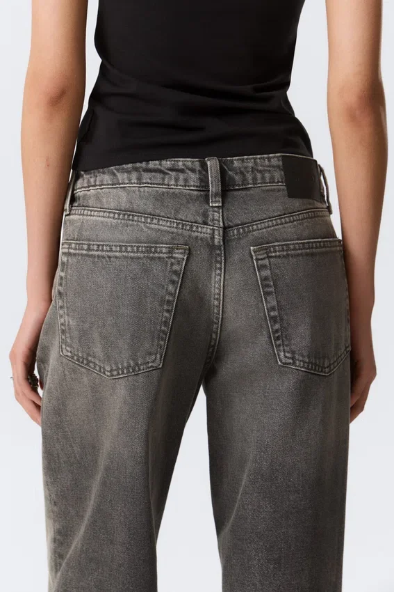 Vaqueros holgados de talle bajo y corte ancho – Negro Redondo – Negro Vaqueros holgados de talle bajo y corte ancho – Negro Redondo – Negro