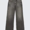 Vaqueros holgados de talle bajo y corte ancho – Negro Redondo – Negro Vaqueros holgados de talle bajo y corte ancho – Negro Redondo – Negro
