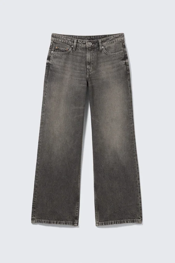 Vaqueros holgados de talle bajo y corte ancho – Negro Redondo – Negro Vaqueros holgados de talle bajo y corte ancho – Negro Redondo – Negro