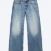 Vaqueros holgados de talle bajo y corte recto para mujer – Blue Horses – Azul medio Vaqueros holgados de talle bajo y corte recto para mujer – Blue Horses – Azul medio