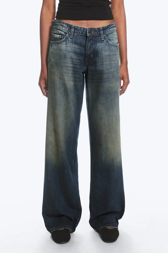 Vaqueros holgados de talle bajo y pierna ancha – Azul Báltico – Azul oscuro Vaqueros holgados de talle bajo y pierna ancha – Azul Báltico – Azul oscuro