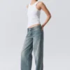 Vaqueros holgados de talle bajo y pierna ancha – Azul Gloria – Azul medio Vaqueros holgados de talle bajo y pierna ancha – Azul Gloria – Azul medio