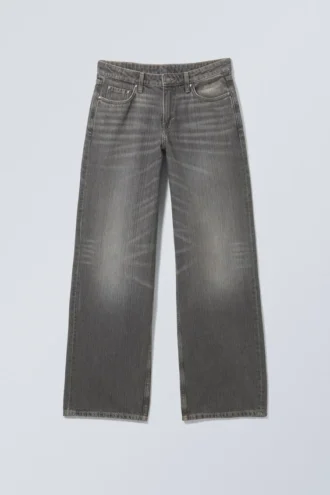 Vaqueros holgados de talle bajo y pierna ancha – Gris mina – Gris oscuro