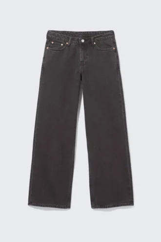 Vaqueros holgados de talle bajo y pierna ancha – Negro tinta – Negro