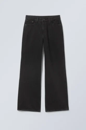 Vaqueros holgados de talle medio – Lavado negro – Negro