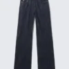 Vaqueros holgados de talle medio y pierna ancha – Lavado slub – Azul oscuro Vaqueros holgados de talle medio y pierna ancha – Lavado slub – Azul oscuro