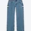 Vaqueros Imoo de talle bajo, corte holgado y pierna ancha – Azul medio Vaqueros Imoo de talle bajo, corte holgado y pierna ancha – Azul medio