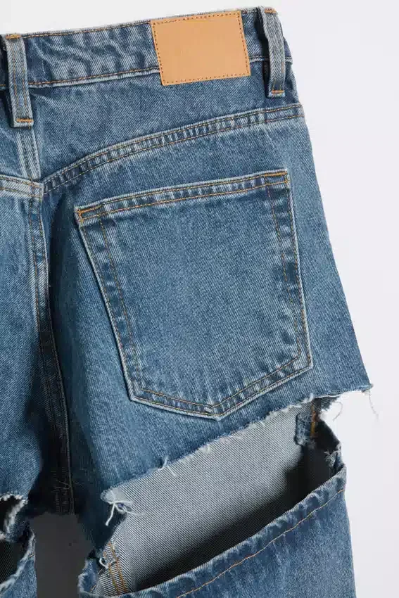 Vaqueros Imoo de talle bajo, corte holgado y pierna ancha – Azul medio Vaqueros Imoo de talle bajo, corte holgado y pierna ancha – Azul medio