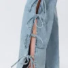 Vaqueros Imoo de talle bajo, holgados y con lazo – Azul medio – Azul medio Vaqueros Imoo de talle bajo, holgados y con lazo – Azul medio – Azul medio