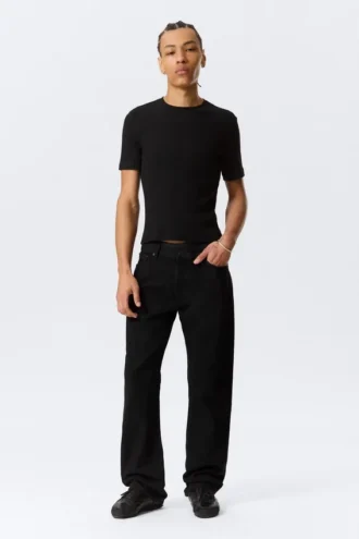 Vaqueros Meteor de talle bajo, corte recto y holgado – Lavado negro – Negro Vaqueros Meteor de talle bajo, corte recto y holgado – Lavado negro – Negro