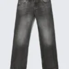 Vaqueros Meteor de talle bajo, corte recto y holgado – Negro oscuro – Negro