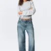 Vaqueros Missy de talle bajo, corte recto y holgado – Azul montaña – Azul medio Vaqueros Missy de talle bajo, corte recto y holgado – Azul montaña – Azul medio