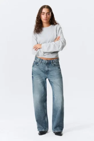 Vaqueros Missy de talle bajo, corte recto y holgado – Azul montaña – Azul medio Vaqueros Missy de talle bajo, corte recto y holgado – Azul montaña – Azul medio