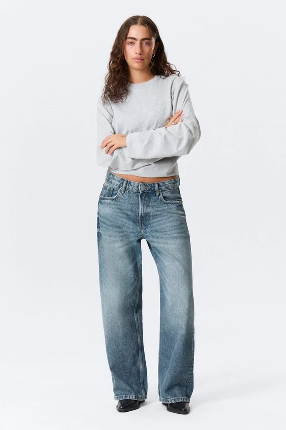Vaqueros Missy de talle bajo, corte recto y holgado – Azul montaña – Azul medio Vaqueros Missy de talle bajo, corte recto y holgado – Azul montaña – Azul medio