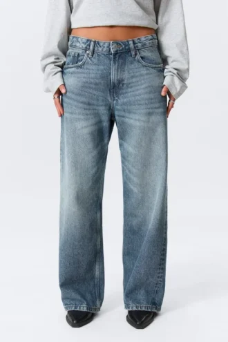 Vaqueros Missy de talle bajo, corte recto y holgado – Azul montaña – Azul medio Vaqueros Missy de talle bajo, corte recto y holgado – Azul montaña – Azul medio
