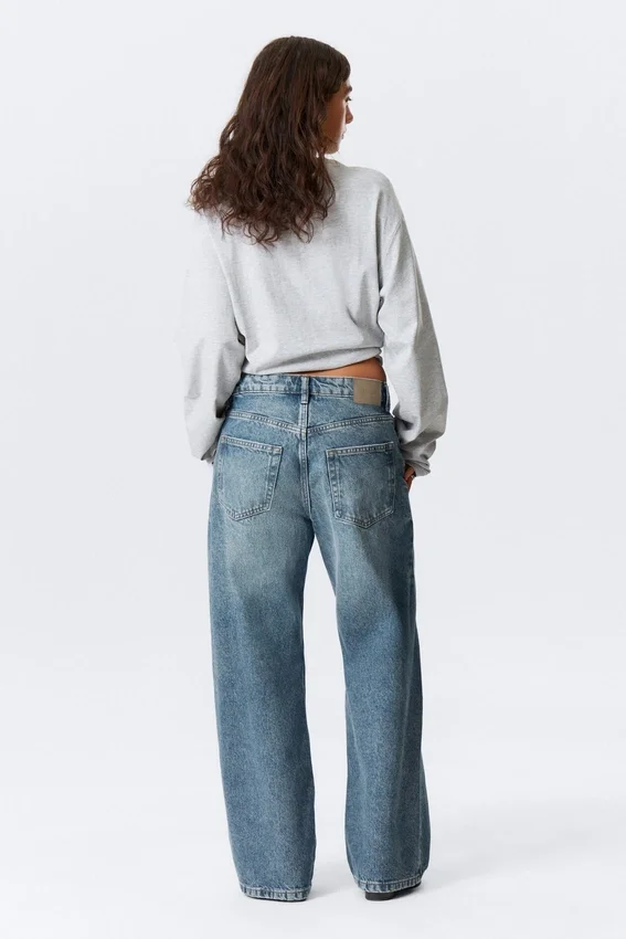 Vaqueros Missy de talle bajo, corte recto y holgado – Azul montaña – Azul medio Vaqueros Missy de talle bajo, corte recto y holgado – Azul montaña – Azul medio