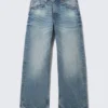Vaqueros Missy de talle bajo, corte recto y holgado – Azul montaña – Azul medio Vaqueros Missy de talle bajo, corte recto y holgado – Azul montaña – Azul medio