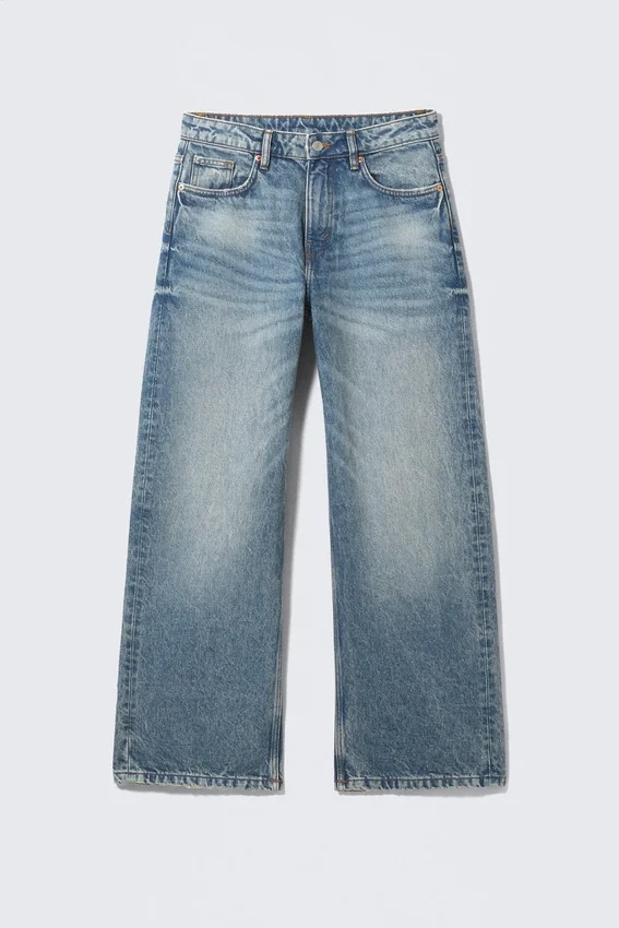 Vaqueros Missy de talle bajo, corte recto y holgado – Azul montaña – Azul medio Vaqueros Missy de talle bajo, corte recto y holgado – Azul montaña – Azul medio