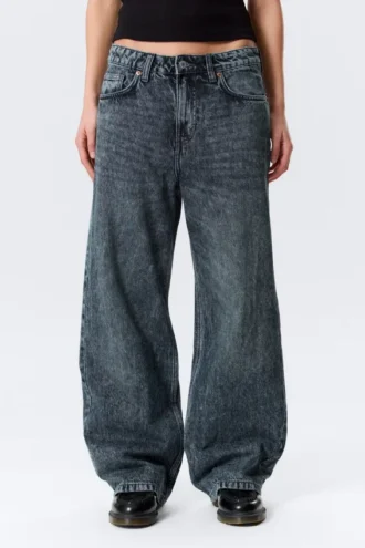 Vaqueros Missy de talle bajo, corte recto y holgado – Azul Pandora – Azul oscuro Vaqueros Missy de talle bajo, corte recto y holgado – Azul Pandora – Azul oscuro