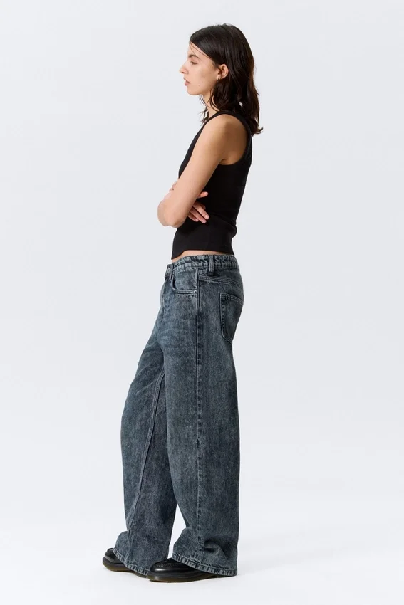 Vaqueros Missy de talle bajo, corte recto y holgado – Azul Pandora – Azul oscuro Vaqueros Missy de talle bajo, corte recto y holgado – Azul Pandora – Azul oscuro