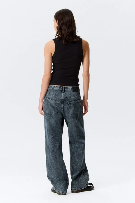 Vaqueros Missy de talle bajo, corte recto y holgado – Azul Pandora – Azul oscuro Vaqueros Missy de talle bajo, corte recto y holgado – Azul Pandora – Azul oscuro