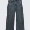 Vaqueros Missy de talle bajo, corte recto y holgado – Azul Pandora – Azul oscuro Vaqueros Missy de talle bajo, corte recto y holgado – Azul Pandora – Azul oscuro