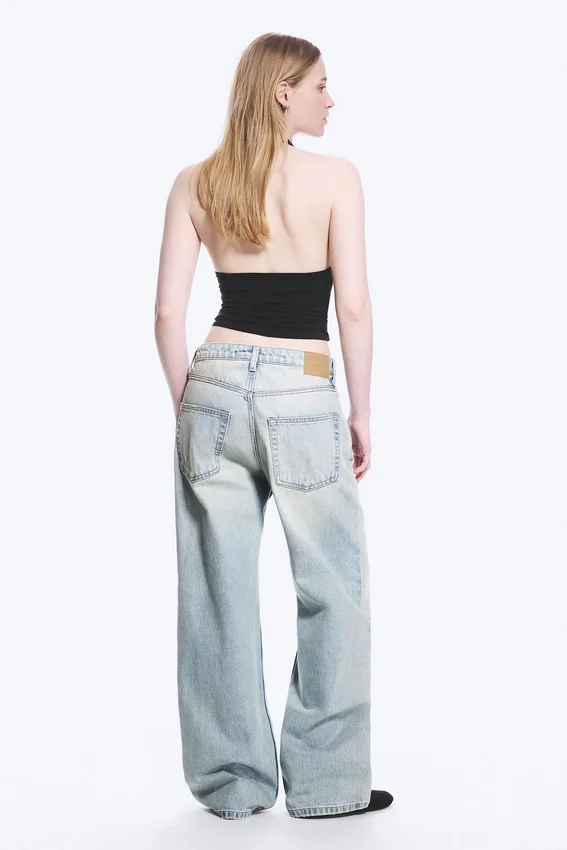 Vaqueros Missy de talle bajo, holgados y rectos – Azul roto – Azul claro Vaqueros Missy de talle bajo, holgados y rectos – Azul roto – Azul claro