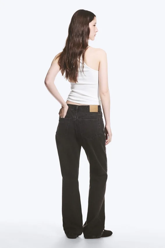 Vaqueros Moon de talle medio y corte acampanado – Tuned Black – Negro Vaqueros Moon de talle medio y corte acampanado – Tuned Black – Negro
