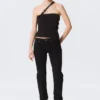 Vaqueros Neptune de talle bajo, corte ajustado y pierna recta – Lavado negro – Negro Vaqueros Neptune de talle bajo, corte ajustado y pierna recta – Lavado negro – Negro