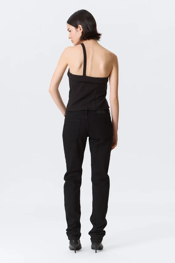 Vaqueros Neptune de talle bajo, corte ajustado y pierna recta – Lavado negro – Negro Vaqueros Neptune de talle bajo, corte ajustado y pierna recta – Lavado negro – Negro