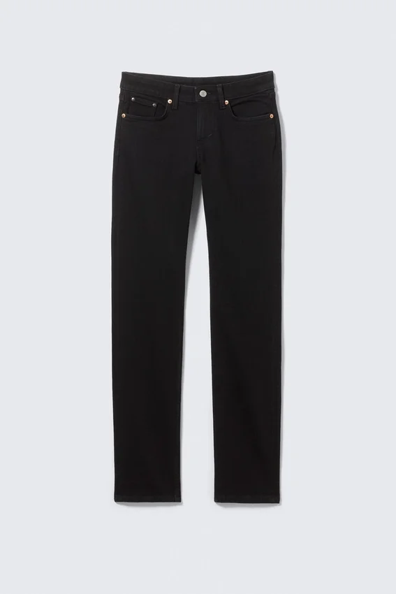 Vaqueros Neptune de talle bajo, corte ajustado y pierna recta – Lavado negro – Negro Vaqueros Neptune de talle bajo, corte ajustado y pierna recta – Lavado negro – Negro