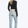 Vaqueros Neptune de talle bajo, corte recto y ajustado – Azul roto – Azul claro Vaqueros Neptune de talle bajo, corte recto y ajustado – Azul roto – Azul claro