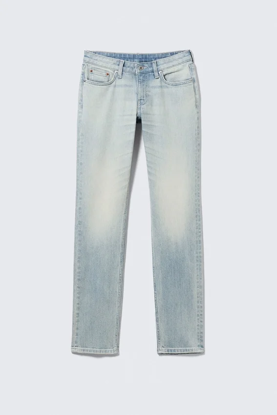 Vaqueros Neptune de talle bajo, corte recto y ajustado – Azul roto – Azul claro Vaqueros Neptune de talle bajo, corte recto y ajustado – Azul roto – Azul claro