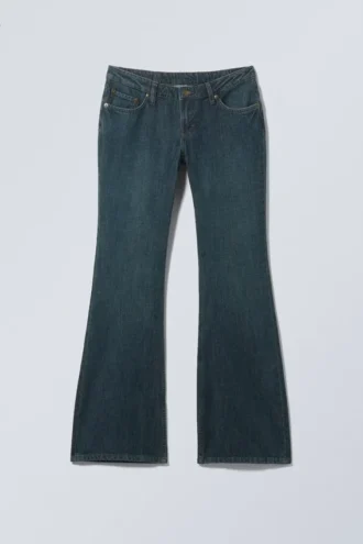 Vaqueros Nova de talle bajo, corte ajustado y acampanado – Azul lago – Azul medio Vaqueros Nova de talle bajo, corte ajustado y acampanado – Azul lago – Azul medio